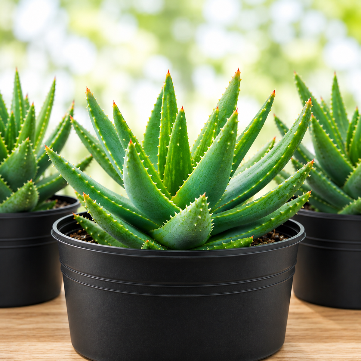 Live Aloe brevifolia with compact blue-green foliage and layered rosette growth.