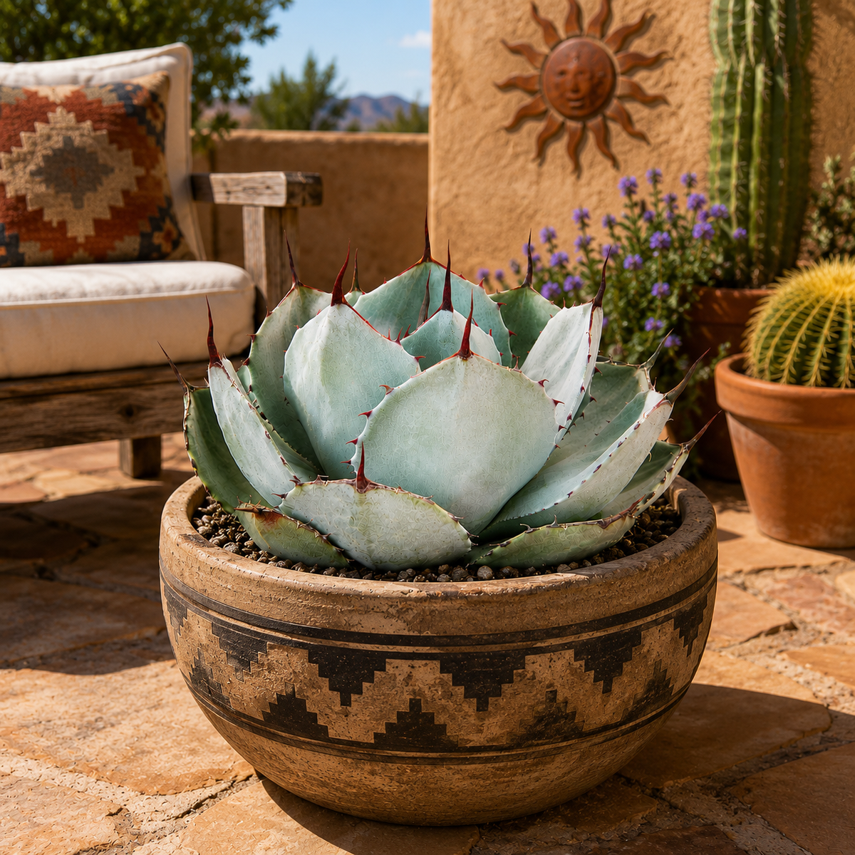 Live Agave parryi truncata with a dense symmetrical rosette and thick sculptural leaves.