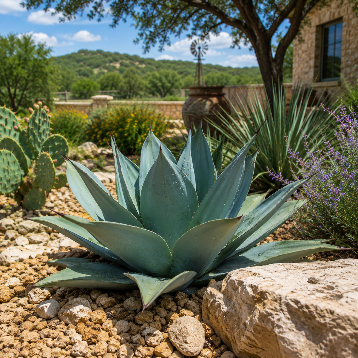 Whale's Tongue Agave live plant highlighting its substantial cupped leaves and architectural rosette.