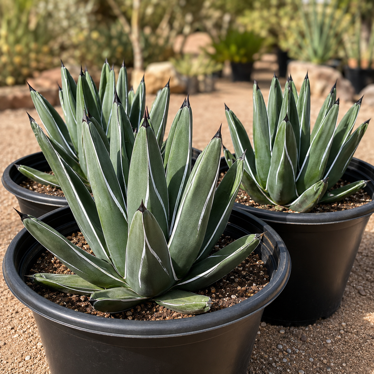 Live King Ferdinand Agave showing strong architectural growth and pointed succulent leaves.
