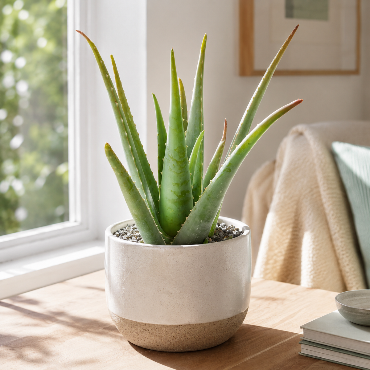 Aloe Vera specimen showing thick green succulent leaves with lightly toothed margins.