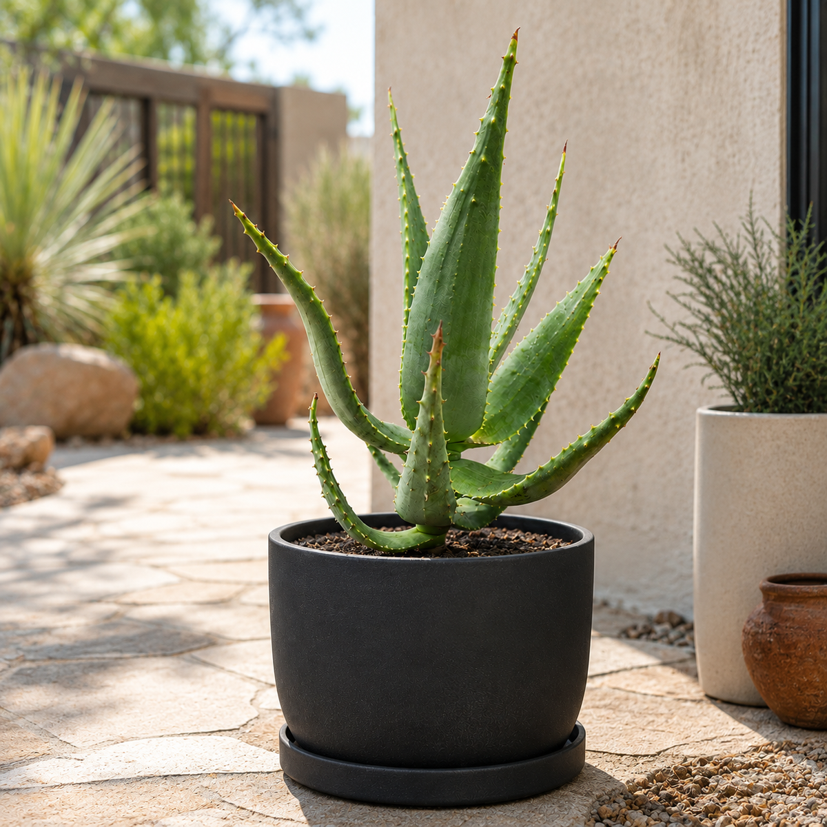 Cape Aloe specimen showing thick spear-shaped succulent leaves and strong marginal teeth.