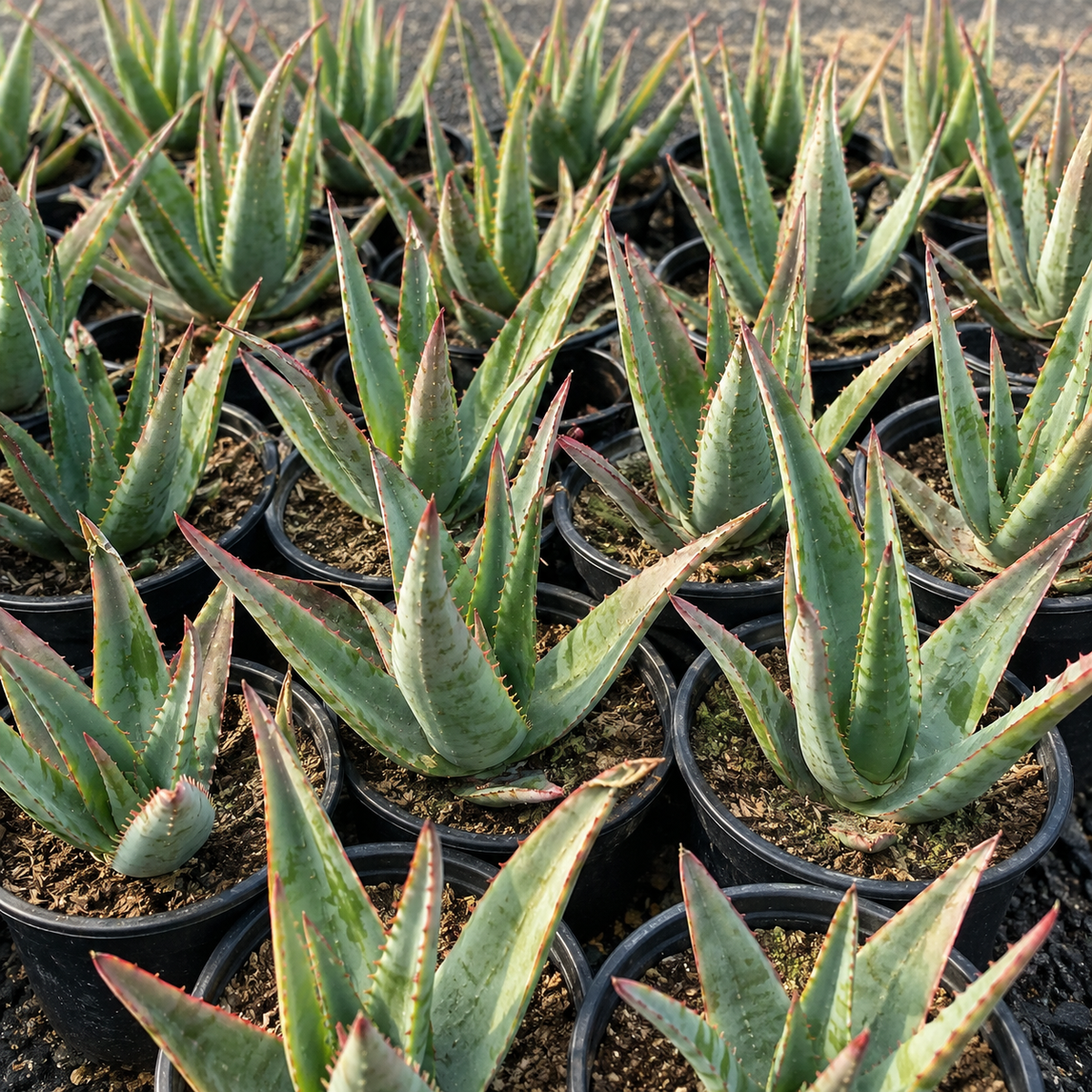 Cape Aloe live specimen with upright fleshy leaves and bold serrated edges.