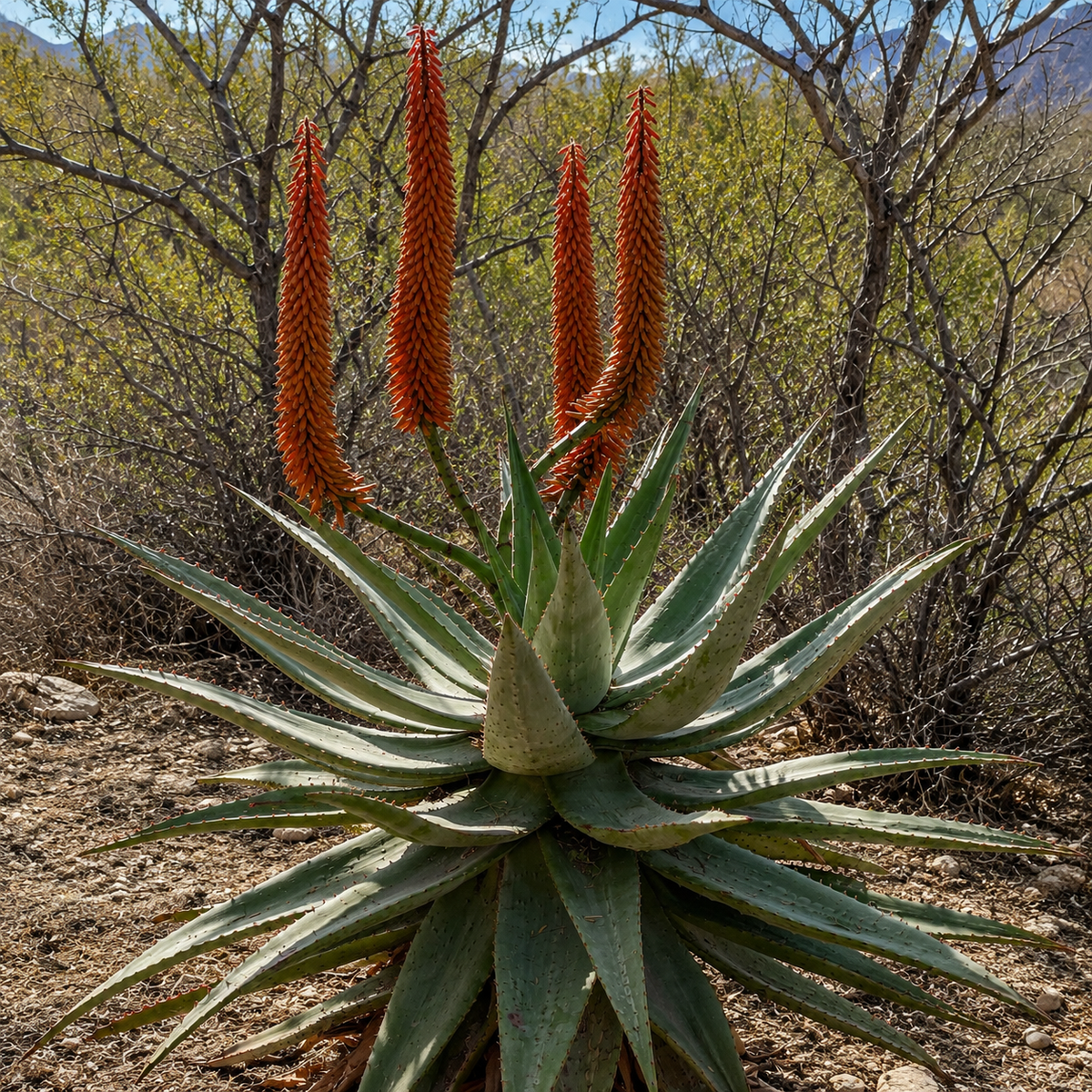 Aloe ferox specimen with broad pointed succulent foliage and prominent leaf teeth.