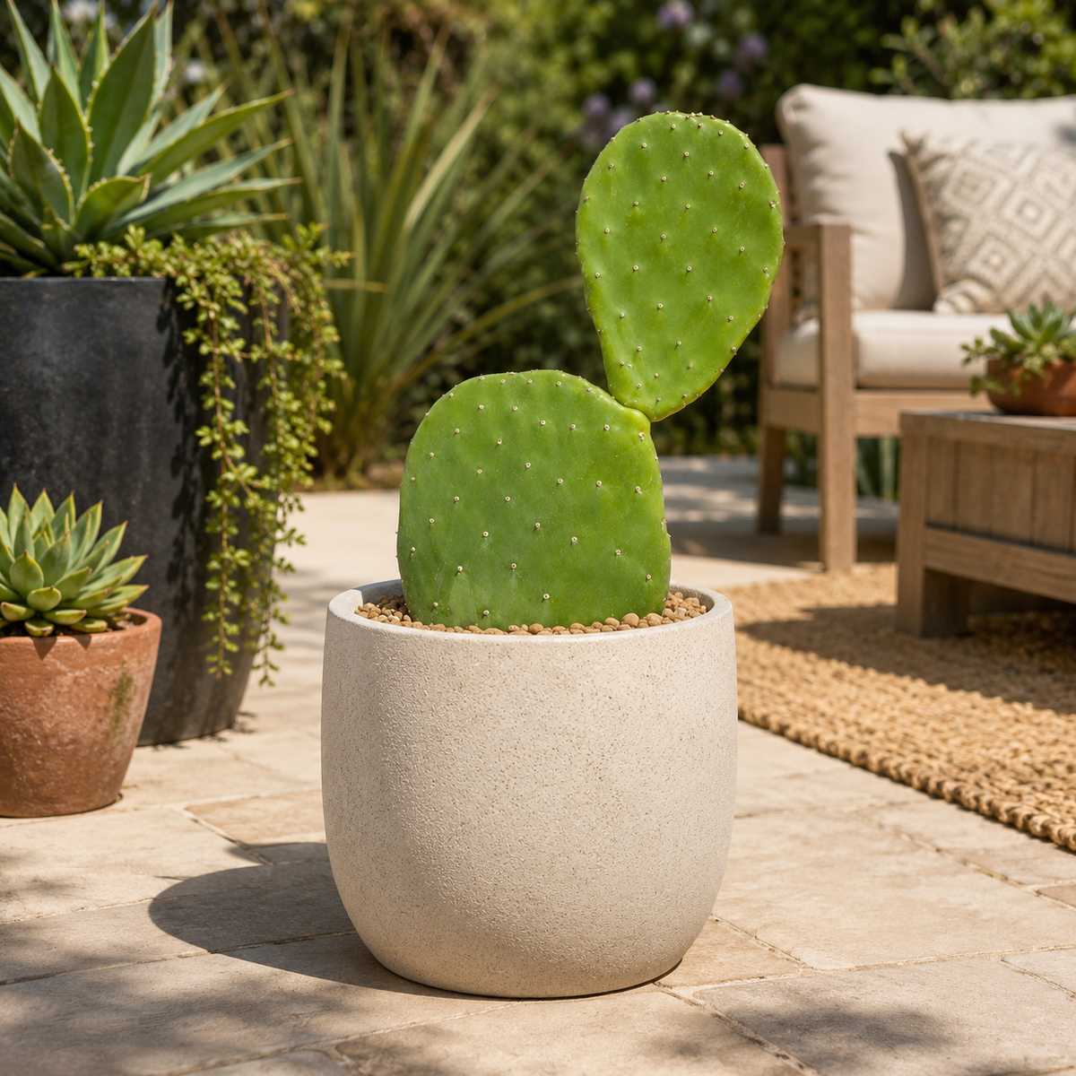 Nopal Prickly Pear live plant highlighting broad paddle-shaped pads and upright stems.