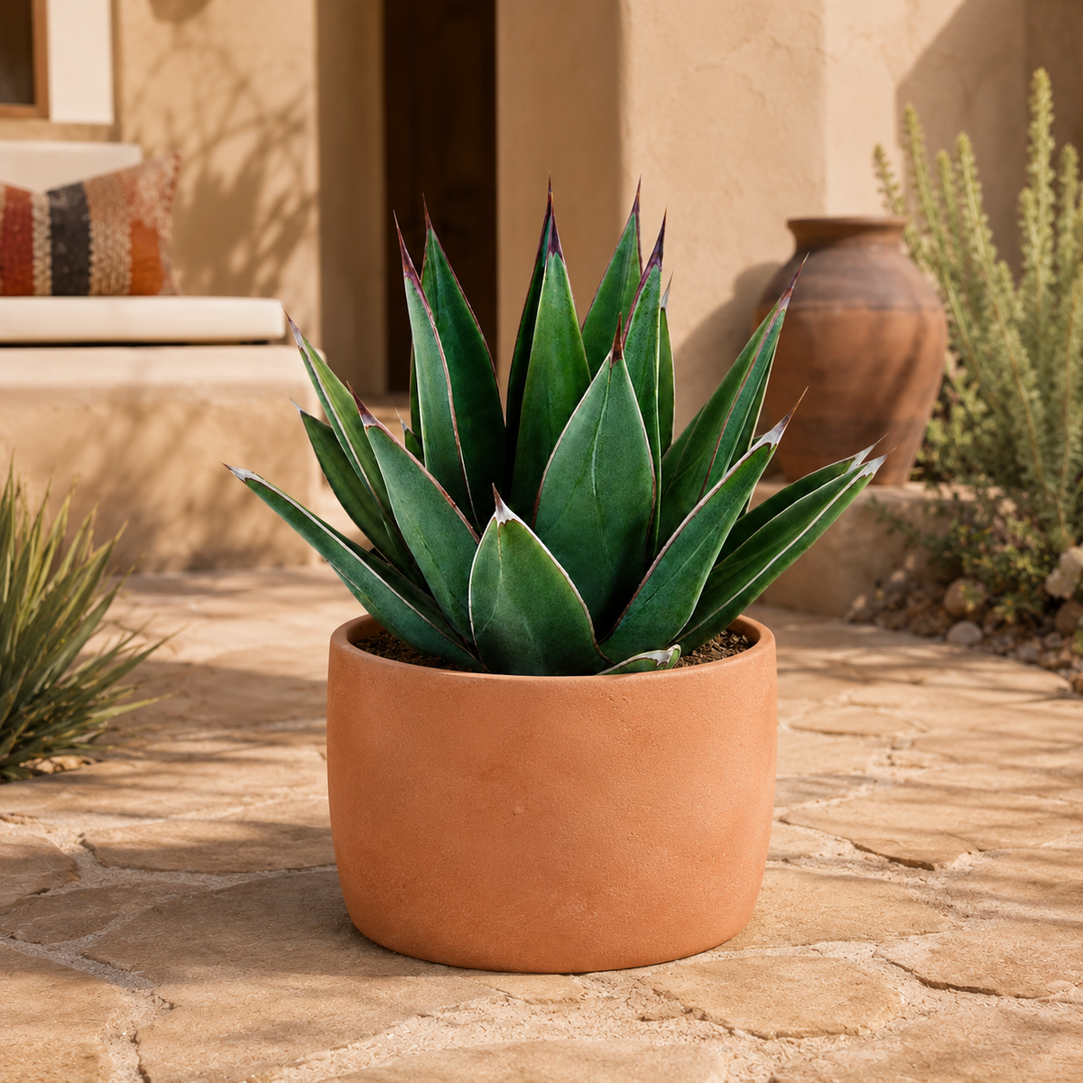 Arizona Smiles Agave live plant highlighting its compact form and thick pointed foliage.